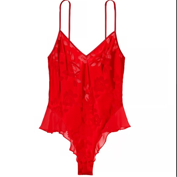 NWT Victoria’s Secret Burnout Satin Teddy in Red S - Picture 4 of 8